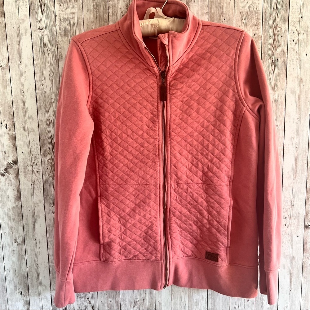 L.L. Bean Women's Quilted Pink Zip Up Sweatshirt Small